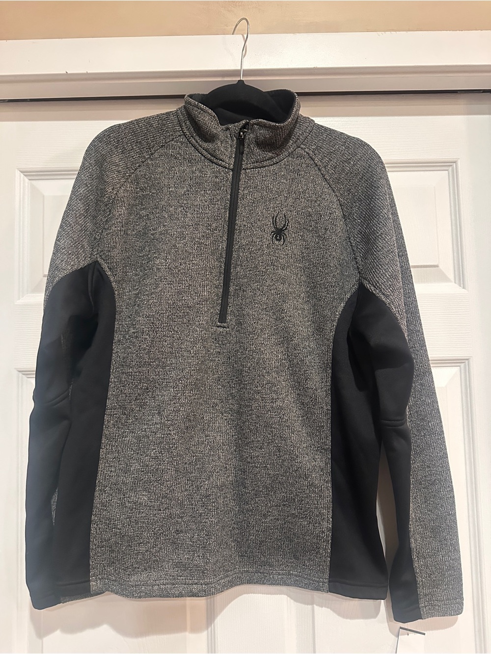 Spyder Women's Gray and Black Half-Zip Sweater